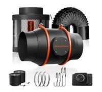 SPIDER FARMER Kit de Filtración Aire 150mm/6 Inch con Ventilador Tubular, Filtro Carbón Activo, Regulador RJ12 Velocidad/Humedad, Tubo 7.5m, 402 CFM, 62W para Cultivos Indoor, Carpas de Cultivo
