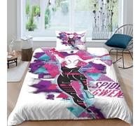 Spider - Gwen 3D Impresión Dibujos Animados de Anime Funda Nórdica Funda De Edredón Familiar Y Niños Juego De Ropa De Cama Microfibra Y Funda De Almohada con Cremallera 2 Piezas Single（135x200cm）