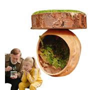 Spider Hide, Magnetic Jumping Spider Habitat, Handmade Reptile Shelter, Strong Suction Climbing Decor Natural Style, 1 Piece, for Tarantula Cage, Amphibian Tank, Small Pet Enclosure, 4x6cm Wood