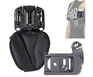 SPIDER HOLSTER Kit de funda para cámara Spider X para cinturón y mochila con funda de cámara autobloqueante con clip, placa de cámara sin espejo y adaptador de mochila, compatible con cualquier correa