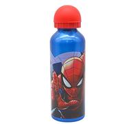 Spider-Man - Botella de agua de aluminio azul de 500 ml, botella de agua potable deportiva, 21 cm, a prueba de fugas y apta para congelador, accesorios de verano para niños, escuela, viajes y picnic