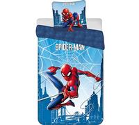 Spider-Man Funda Nórdica Cama 90 140x200 + Funda Almohada Azul | Ropa de cama reversible | Algodón natural transpirable Oeko-Tex | Marvel oficial | Niño | Regalo | Lavable a máquina