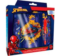 Spider-man juego de escritura, multicolor, diseño, candado y bolígra
