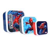 Spider-Man Let's Eat! 3 Snackbox porta aperitivos de plástico con tapa - 3 en 1 - Varios tamaños 12 x 12 x 6 cm - 11 x 11 x 5 cm - 9 x 9 x 4