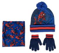 SPIDER-MAN Marvel - Juego de gorro y guantes de 3 piezas, juego de invierno para niños, Rojo, azul marino, azul, 2-8 Years