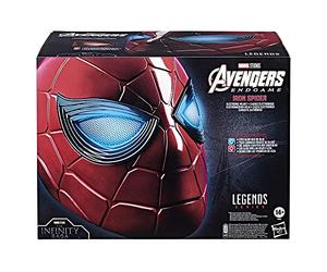 Spider-Man Marvel Legends Series Iron Spider Casco electrónico con ojos brillantes, 6 ajustes de luz y ajuste ajustable