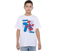 Spider-Man Marvel Spidey & His Amazing Friends Cute Spidey Birthday 7 (Spanish) Boys T Shirt, White T-Shirt Unisex niños (Pack de 1)