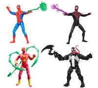 SPIDER-MAN Marvel VenomVersus Epic World of Action Miles Morales Iron Spider & Venom Superhero Toys Figura de accin Paquete de 4 (Exclusivo de A