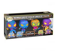 Spider-Man Miles Morales Trajes Blacklight Exclusivo POP 4-Pack Figura De Vinilo
