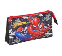 SPIDER-MAN - Portatodo Triple, Estuche Infantil, Estuche Niño, Ideal para Niños en Edad Escolar, Cómodo y Versátil, Calidad y Resistencia, 22x3x12 cm