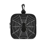 Spider Web - Bolsa pequeña impermeable con cremallera, bolsa de almacenamiento de neopreno para auriculares, funda con clip para llavero