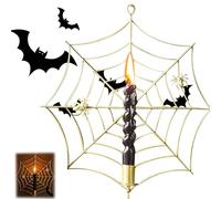 Spider Web Candles Holders, Metal candlesticks in The Shape of Spider Web, Halloween Indoor and Outdoor Wall Door Window Decorate, pooky Atmosphere Lighting (Gold)