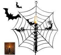 Spider Web Candles Holders, Metal candlesticks in The Shape of Spider Web, Halloween Indoor and Outdoor Wall Door Window Decorate, pooky Atmosphere Lighting (Black)
