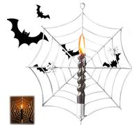 Spider Web Candles Holders, Metal candlesticks in The Shape of Spider Web, Halloween Indoor and Outdoor Wall Door Window Decorate, pooky Atmosphere Lighting (Silver)
