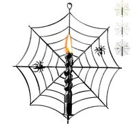 Spider Web Candles Holders, Metal candlesticks in The Shape of Spider Web, Spiderweb Taper Wall Mounted Candle Holder for Halloween Festival Decorations (Black)