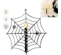 Spider Web Candles Holders,Metal Wall Mounted Spiderweb Taper Candlestick,Retro Spiderweb Taper Candle Holder Sconce,Spooky Atmosphere Lighting for Halloween Festival Decorations (Black)
