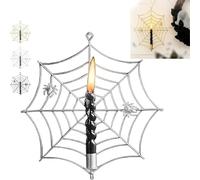 Spider Web Candles Holders,Metal Wall Mounted Spiderweb Taper Candlestick,Retro Spiderweb Taper Candle Holder Sconce,Spooky Atmosphere Lighting for Halloween Festival Decorations (Silver)