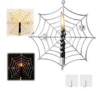 Spider Web Candles Holders, Spiderweb Taper Candle Holder Sconce, Retro Style Metal Wall Mounted Candlestick for Halloween Thriller Interior Party Decor