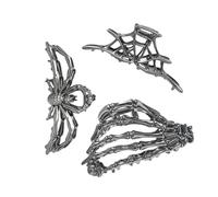 Spider Web Skeleton Hand Clips Charla de cabello, Hold Strong & Dur-Cable, 11/5/2.3cm, calavera Cerras de cabello grandes y lindas, clips de garra de Halloween, portátil