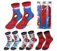Spiderman - 4 pares de calcetines tobilleros de algodón para niños, regalo ideal para niños, empaquetados en cilindro de plástico redondo para dinero, multicolor, 1-4 años