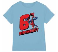 Spiderman Birthday 6 Unisex Kids T Shirt Camiseta, Azul Claro, 9-10 años para Niños