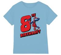 Spiderman Birthday 8 - Camiseta Unisex para niños, Color Azul Claro, 5-6 años, Azul Claro, 5-6 años