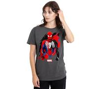 Spiderman Classic Spiderman 2 Gamerverse Symbiote Ladies T Shirt, Charcoal Camiseta, Gris Oscuro, L para Mujer