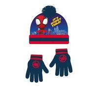 Spiderman Conjunto de Gorro y Guantes, Azul, Estándar para Niños