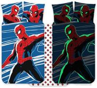Spiderman Funda Nórdica Bebé 100x135 + Funda Almohada Brilla Oscuridad | Ropa de cama bebé | Algodón natural suave transpirable | Brilla en la oscuridad | Marvel | 0-3 | Cuna | Lavable a máquina
