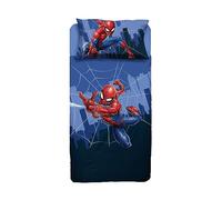Spiderman - Juego de sábanas para Cama Individual, sábana encimera, sábana Bajera, Funda de Almohada, Color Azul, 100% algodón, Producto Oficial