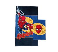 Spiderman Marvel, Toallas de baño de Esponja, Juego de 2 Toallas de baño, Toalla de Cara, Toalla de bidé, Azul, algodón, 100%, Producto Oficial