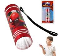 Spiderman Mini linterna antorcha, 9 LED con correa de colores para niños con personajes de dibujos animados de TV, corte de energía, camping, paseo de perros (rojo nuevo)