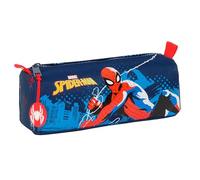 SPIDERMAN NEON - Portatodo con cremallera y compartimiento, Estuche Infantil, Estuche Niño, Ideal para Niños en Edad Escolar, Cómodo y Versátil, Calidad y Resistencia, 21x7x8 cm, Color Azul Marino