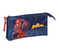 Spiderman - Portatodo Triple, Estuche Infantil, Estuche Niño, Ideal para Niños en Edad Escolar, Cómodo y Versátil, Calidad y Resistencia, 22x3x12 cm