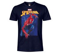 Spiderman - Spider Action - Camiseta para hombre, camiseta oficial de Spider-Man de algodón, camiseta Marvel de ajuste regular para hombre y niño, azul navy, L