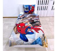 Spiderman Spiderman Máscara Blanca y Miles Morales - Juego de ropa de cama - una funda nórdica de 140x200cm y una funda de almohada 70x90cm - 100% algodón - Multicolor