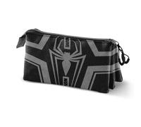 Spiderman Town-Estuche Portatodo Triple, Negro, 23 x 11 cm