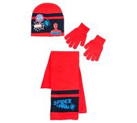 Spiderman Vengadores - Gorro, guantes y bufanda otoño/invierno para niños (Rojo, 54)