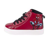 Spiderman Zapatillas Color Rojo, Negro y Blanco - Talla 31 - Cierre de Cordones - Zapatillas Deportivas Tipo Bota con Suela PVC - Estampado Producto Original Diseñado en España