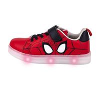 Spiderman Zapatillas Color Rojo y Negro - Talla 26 - Velcro y Cordones - Zapatillas Deportivas Infantiles con Suela TPR y Luces - Estampado Producto Original Diseñado en España