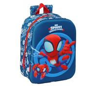 SPIDEY 3D - Mochila de Guardería 3D, Adaptable a Carro, Fácil Limpieza, Ideal para Niños de Diferentes Edades, Cómoda y Versátil, Calidad y Resistencia, 22x10x27 cm, Color Azul marino/rojo