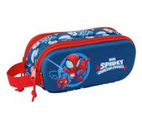 Spidey 3D - Portatodo Doble 3D, Estuche Infantil, Estuche Niño, Ideal para Niños en Edad Escolar, Cómodo y Versátil, Calidad y Resistencia, 21x6x8 cm, Color Azul Marino/Rojo