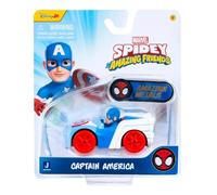 Spidey & Amazing Friends - Amazing Metals - Vehículo de juguete fundido a presión Cap America