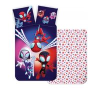 Spidey Amigos Extraordinarios Noche Funda Nórdica Bebé 100x135 + Funda | Ropa de cama bebé | Cuna 60x120 & 70x140 | Telarañas luminosas bajo un cielo estrellado | Marvel