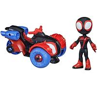 Figura de acción de Miles Morales y vehículo coche-tecno de Marvel Spidey and His Amazing Friends, para niños a partir de 3 años