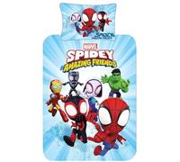 Spidey and His Amazing Friends - Juego de funda de edredón para cama individual, polialgodón, diseño reversible de superhéroes para niños, ropa de cama oficial de Marvel (individual)