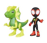SPIDEY AND HIS AMAZING FRIENDS Marvel, Dino-Webs, Figuras de acción de Miles Spin Morales y Marvel'S Electrosaurus