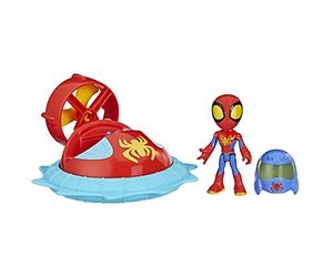 Spidey and his Amazing Friends Marvel Web-Spinners Spidey with Hover Spinner, Car Playset with Vehicle, Figure, and Accessory, Toy Cars for Kids 3 and Up