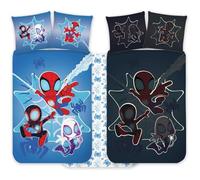 Spidey - Juego de ropa de cama para cuna de 100 x 140 cm + funda de almohada de 40 x 45 cm, 100 % algodón, juego de ropa de cama para bebé que brilla en la oscuridad, perfecto para niños, ropa de cama