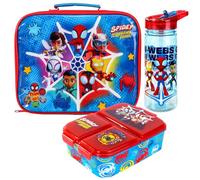 Spidey Kids - Juego de lonchera para niños, bolsa de almuerzo aislada, lonchera multicompartimento y botella de agua de 580 ml, juego de comida para viajes escolares, sin BPA